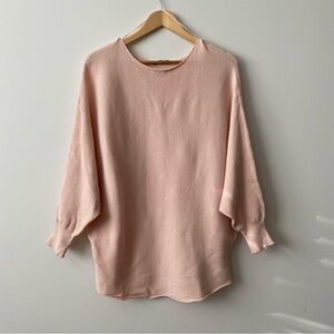 Suzy Shier Ribbed Batwing Bateau Neck Pullover Sweater Ballet Pink Medium